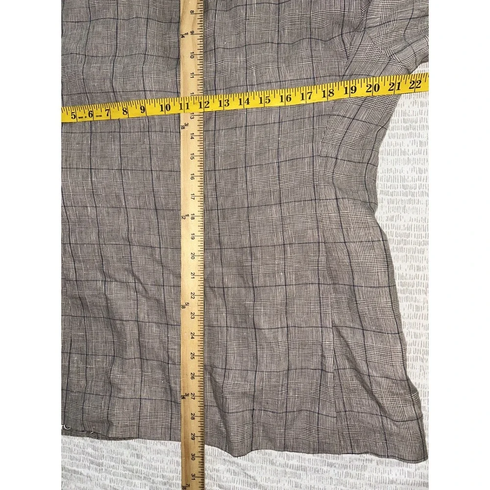 J Hilburn Sport Coat Mens Size 41rR Brown Plaid  Linen Hemp Two Button Blazer